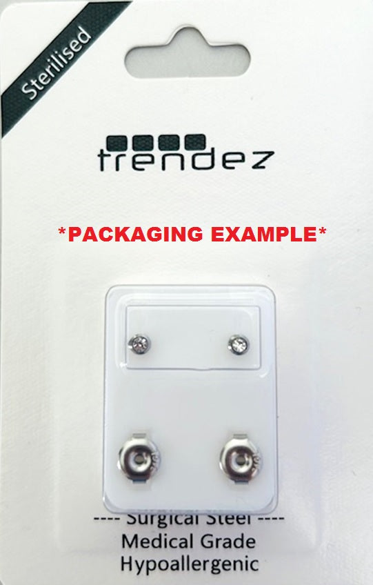 Pre-Sterilised Hypoallergenic Tiffany Surgical Steel CZ 4mm Clear