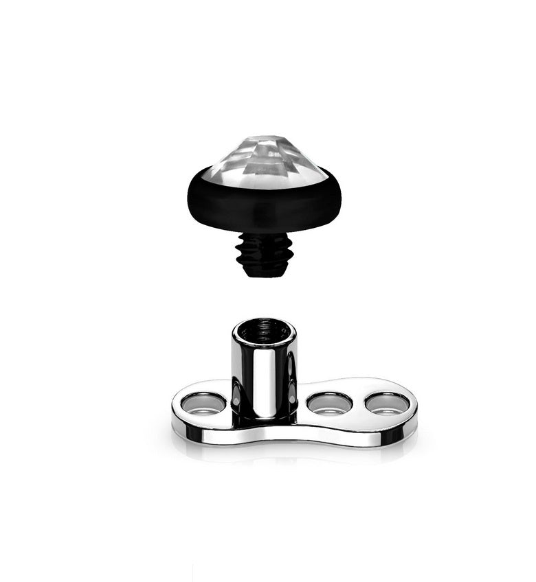 Black Titanium Jewelled Head with High Polish Base for Dermal Piercing ...