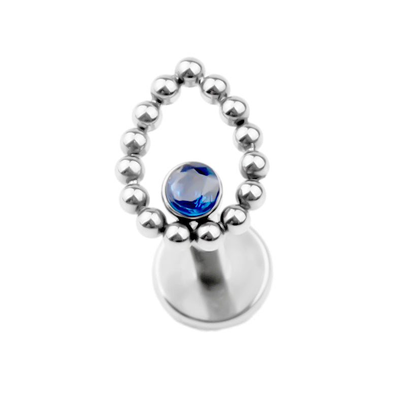 Titanium High Polish Internally Threaded Jewelled Water Drop Labret ...