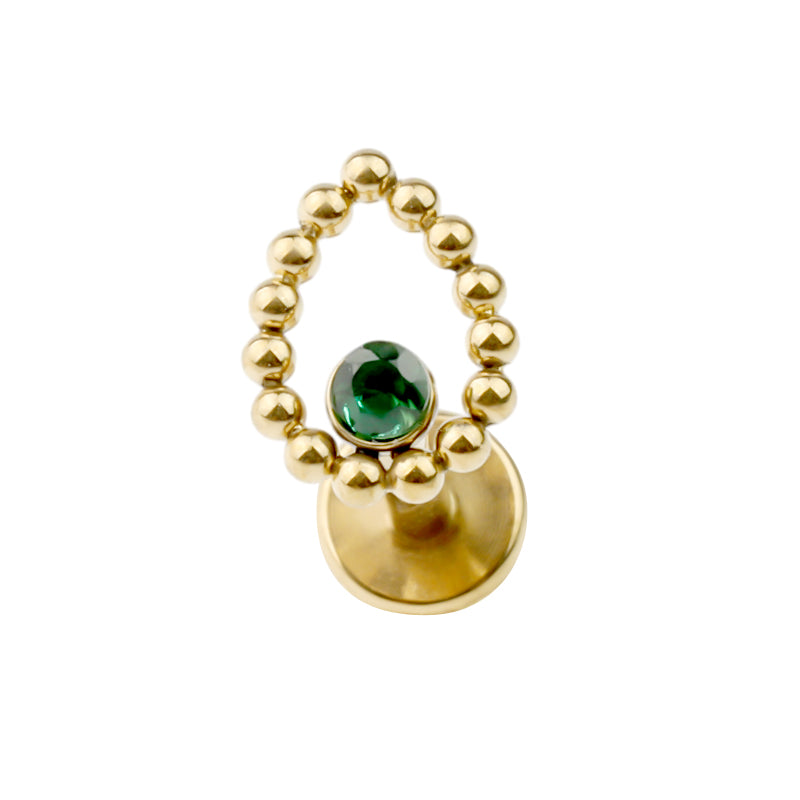 Titanium Gold Internally Threaded Jewelled Water Drop Labret - TI-157A ...