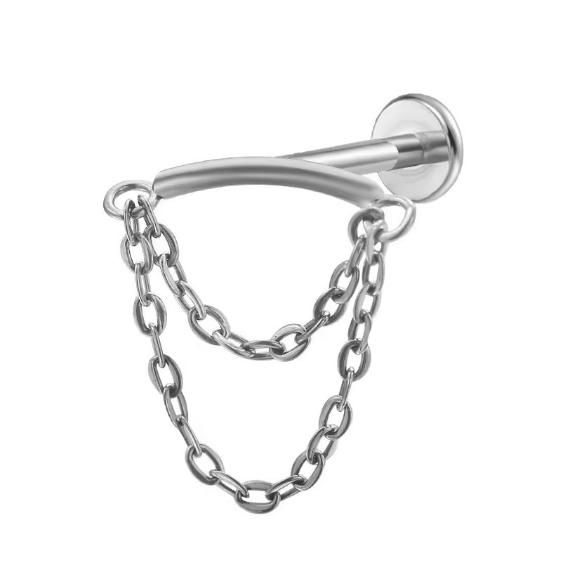 Titanium High Polish Internally Threaded Labret with Chain Dangles - T ...