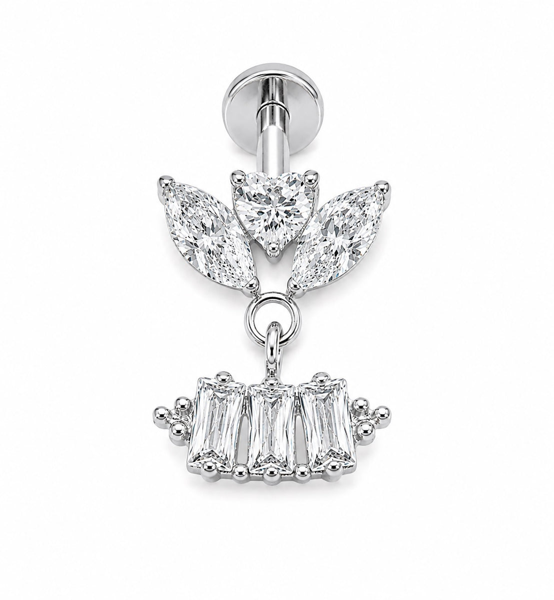 Labret With Ring Titanium High Polish Internally Threaded Jewelled Labret with Jewelled ...