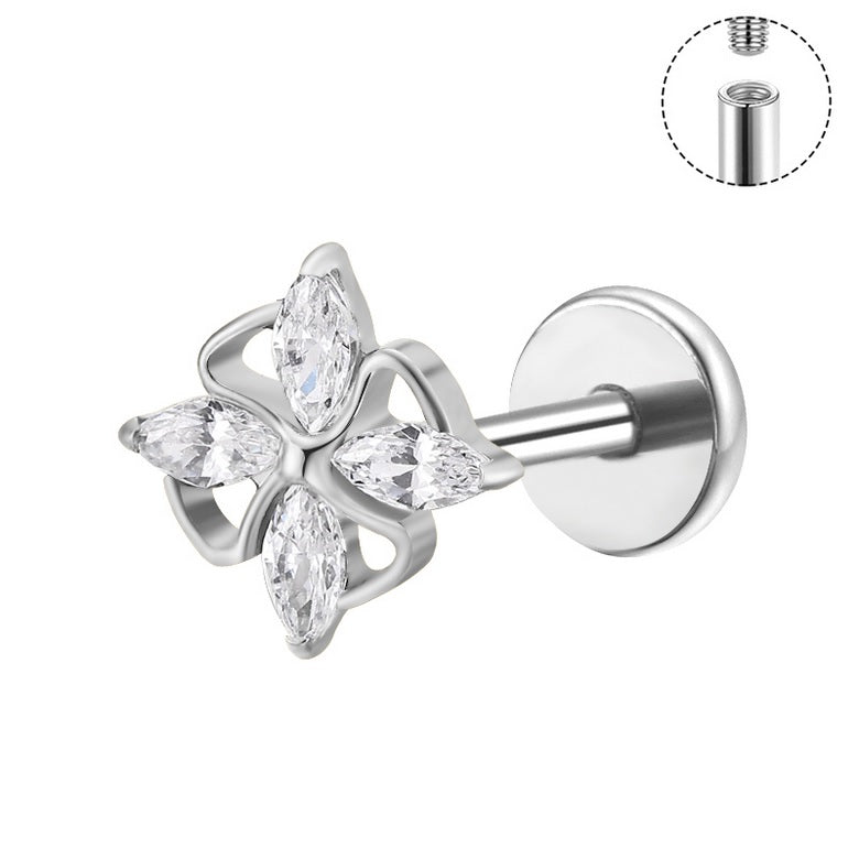 Titanium High Polish Internally Threaded Jewelled Labret - TI-237 ...