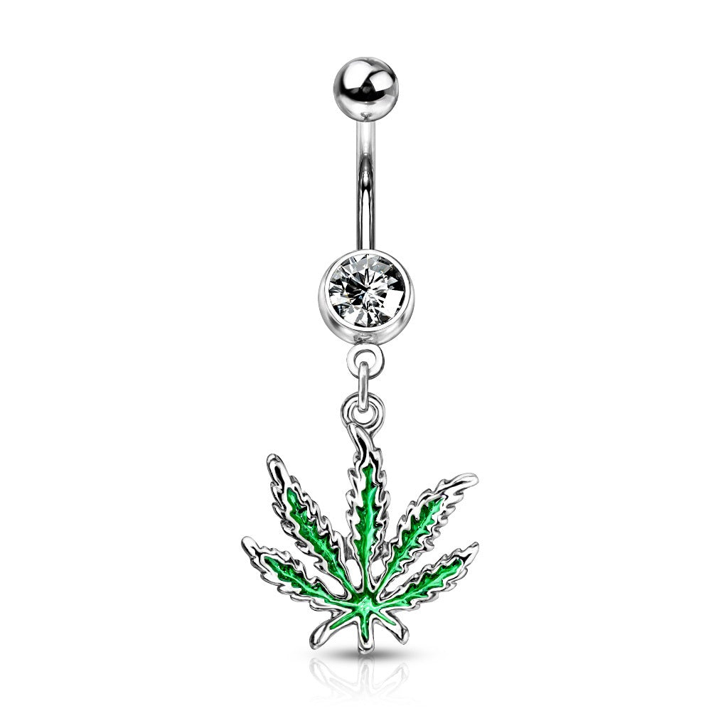 SS316L Jewelled Pot Leaf Dangle Fancy Banana Bar - 402 – Trendez Online Ltd